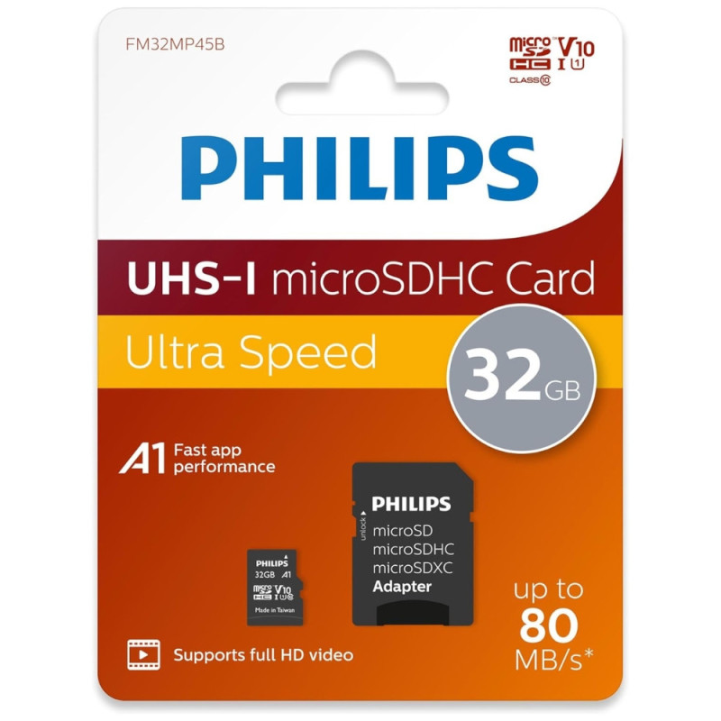 Philips MicroSDHC + Adaptateur au détail