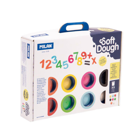 Coffret Pâte à Modeler Souple 8 Pots 59gr Soft Dough avec Outils et Chiffres