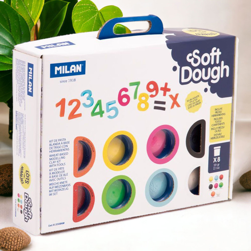 Coffret Pâte à Modeler Souple 8 Pots 59gr Soft Dough avec Outils et Chiffres