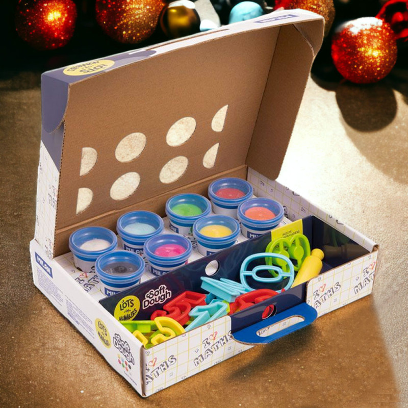 Coffret Pâte à Modeler Souple 8 Pots 59gr Soft Dough avec Outils et Chiffres