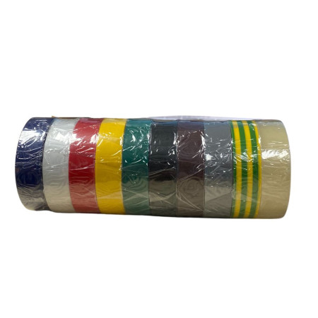 Lot de 10 rubans PVC électricien isolant 15mm x 10M