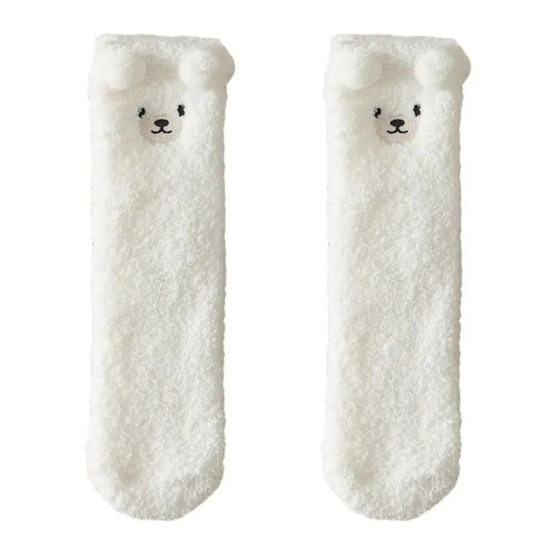 TEDDY SOCKS : Paire de Chaussettes Cocooning Ourson en Peluche : Douceur et style à vos pieds - Taille Unique