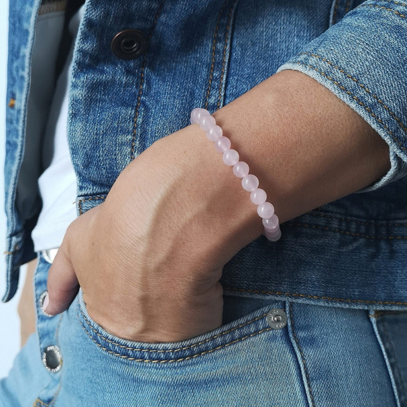 Bracelet Calme Paix et Tendresse avec Pierres Naturelles en Quartz Rose