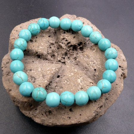 Bracelet Patience Sagesse et Intuition avec Pierres Naturelles en Howlite Turquoise