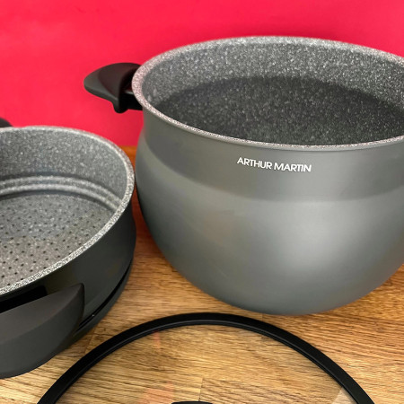 AM2215 : Couscoussier Arthur Martin en Aluminium 10L - Tous Feux dont Induction - Gris Mat