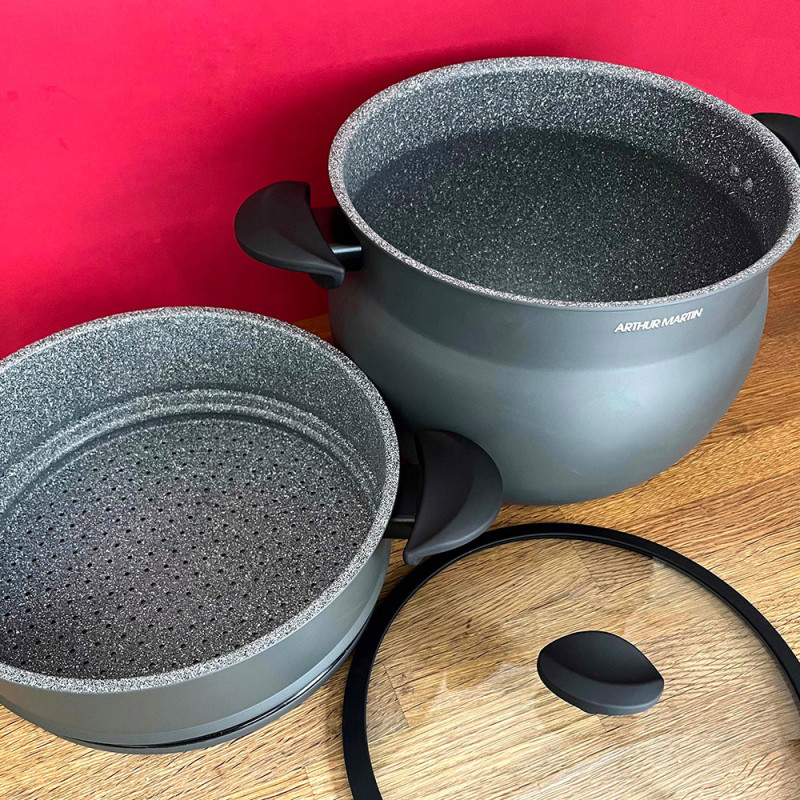 AM2215 : Couscoussier Arthur Martin en Aluminium 10L - Tous Feux dont Induction - Gris Mat