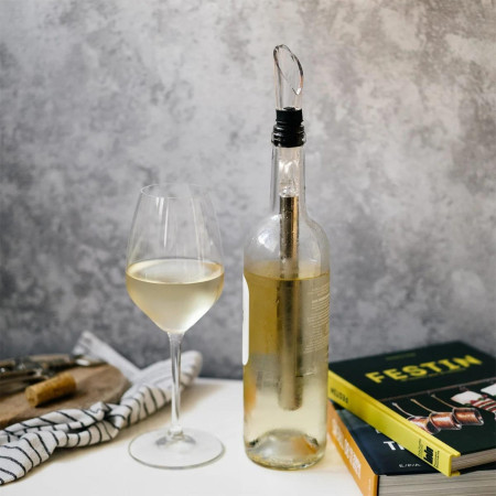 Refroidisseur de Vin 2-en-1 Bâton de Refroidissement et Aérateur en Acier Inoxydable avec Bec Verseur Intégré