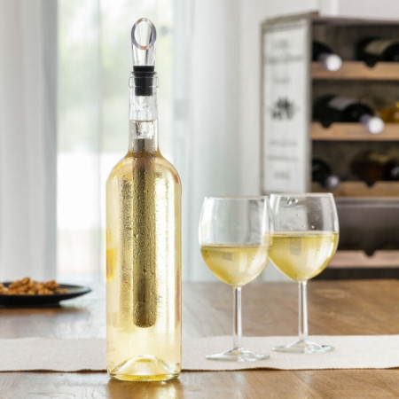 Refroidisseur de Vin 2-en-1 Bâton de Refroidissement et Aérateur en Acier Inoxydable avec Bec Verseur Intégré