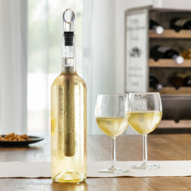 Refroidisseur de Vin 2-en-1 Bâton de Refroidissement et Aérateur en Acier Inoxydable avec Bec Verseur Intégré
