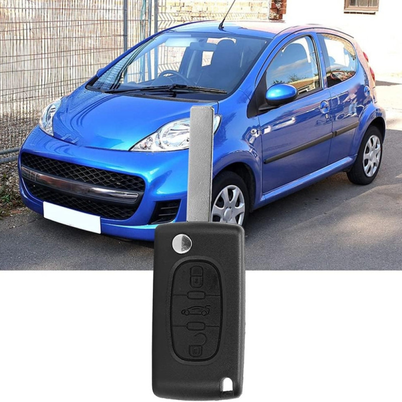 Coque de Clé Rabattable à 3 Boutons Compatible Voitures PEUGEOT CITROËN
