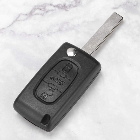 Coque de Clé Rabattable à 3 Boutons Compatible Voitures PEUGEOT CITROËN