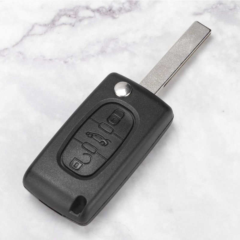 Coque de Clé Rabattable à 3 Boutons Compatible Voitures PEUGEOT CITROËN