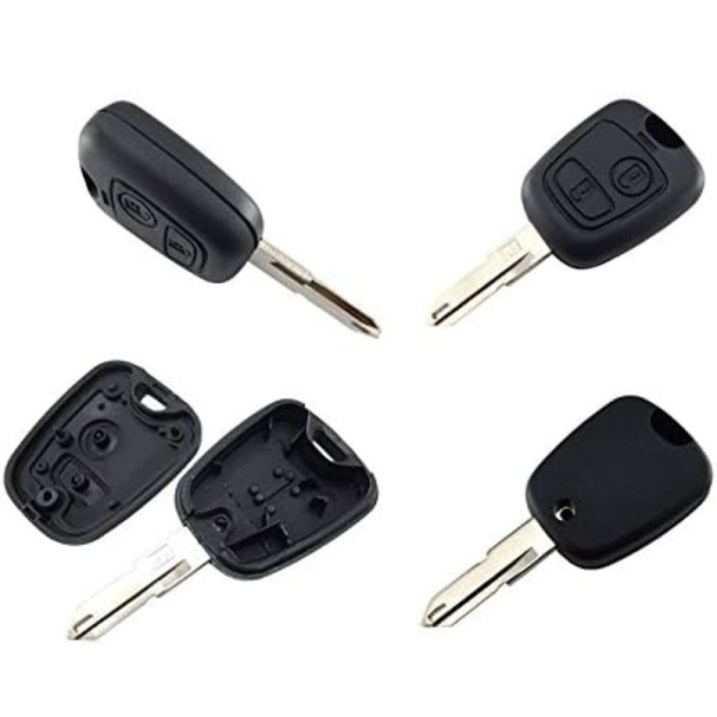 Coque de Clé Rabattable à 2 Boutons Compatible Voitures PEUGEOT 106, 107, 206, 207, 306, 307 & CITROËN C1, C2, C3, C4, C5