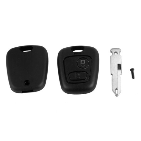 Coque de Clé Rabattable à 2 Boutons Compatible Voitures PEUGEOT 106, 107, 206, 207, 306, 307 & CITROËN C1, C2, C3, C4, C5