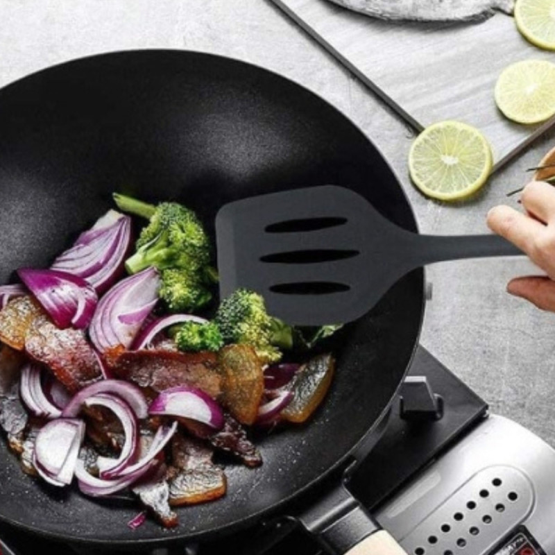 Lot de 6 Cuillères de Cuisine Anti-Adhésives : Essentiel pour Cuisiner, Résistant à la Chaleur et Facile à Nettoyer