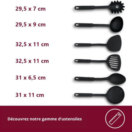 Lot de 6 Cuillères de Cuisine Anti-Adhésives : Essentiel pour Cuisiner, Résistant à la Chaleur et Facile à Nettoyer
