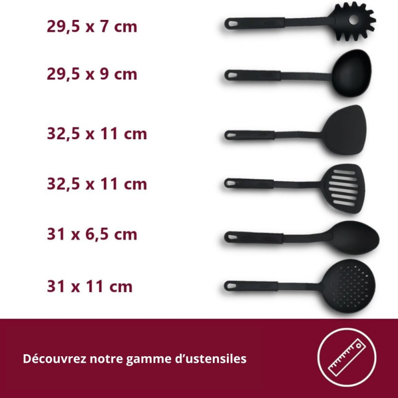 Lot de 6 Cuillères de Cuisine Anti-Adhésives : Essentiel pour Cuisiner, Résistant à la Chaleur et Facile à Nettoyer