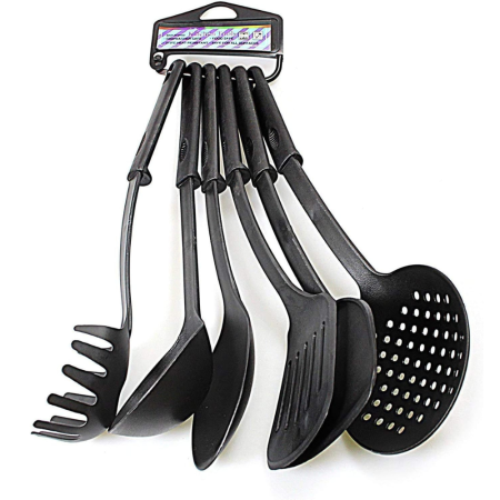 Lot de 6 Cuillères de Cuisine Anti-Adhésives : Essentiel pour Cuisiner, Résistant à la Chaleur et Facile à Nettoyer