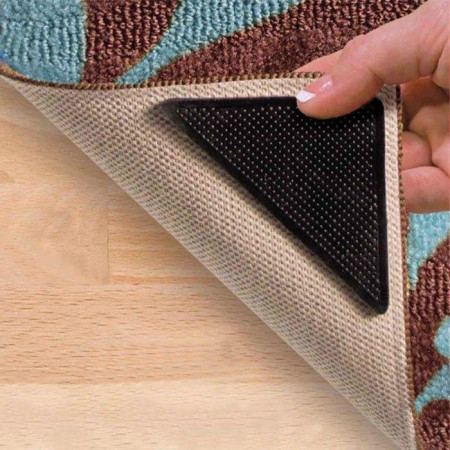 Lot de 4 Supports Anti-Dérapants pour Tapis avec Autocollants