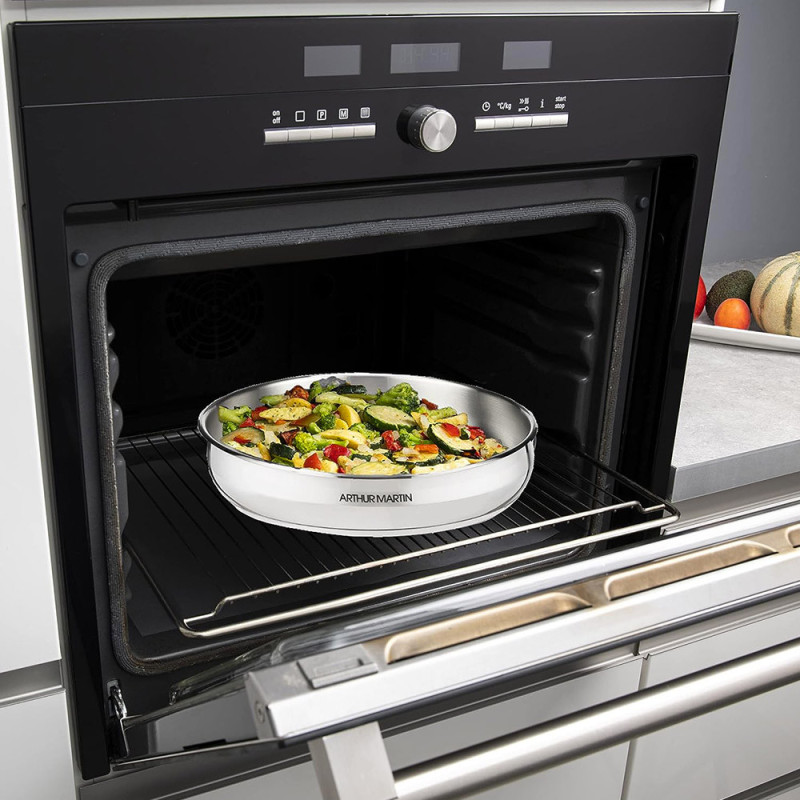 AM5535 : Batterie de Cuisine 15 Pièces Arthur Martin Poêles et Casseroles en Acier Inoxydable avec Accessoires