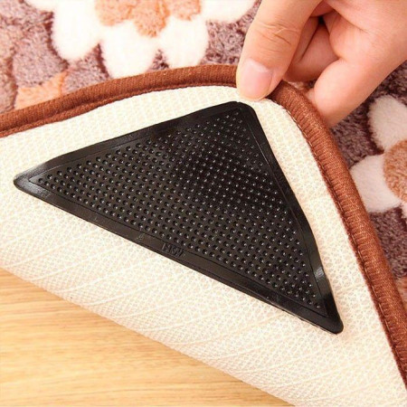 Lot de 4 Supports Anti-Dérapants pour Tapis avec Autocollants