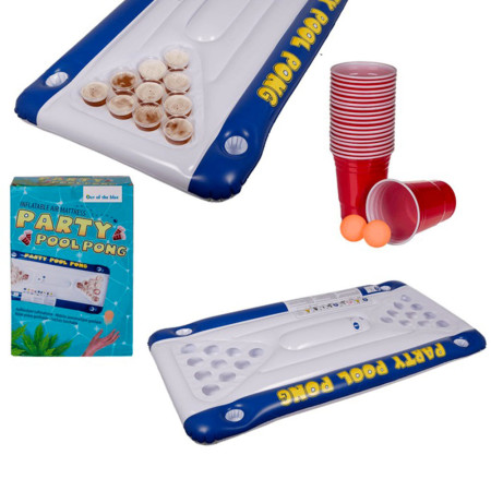 POOL PONG GAME : Matelas Gonflable de Beer Pong avec Accessoires pour Piscine