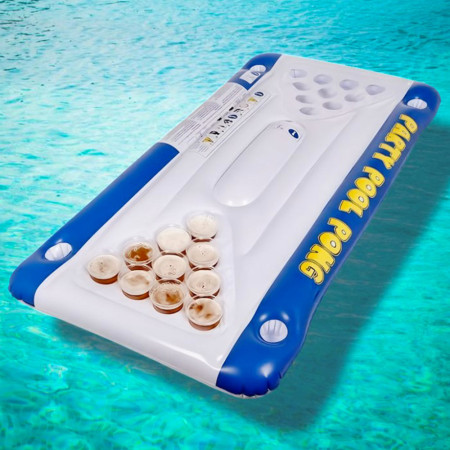 POOL PONG GAME : Matelas Gonflable de Beer Pong avec Accessoires pour Piscine