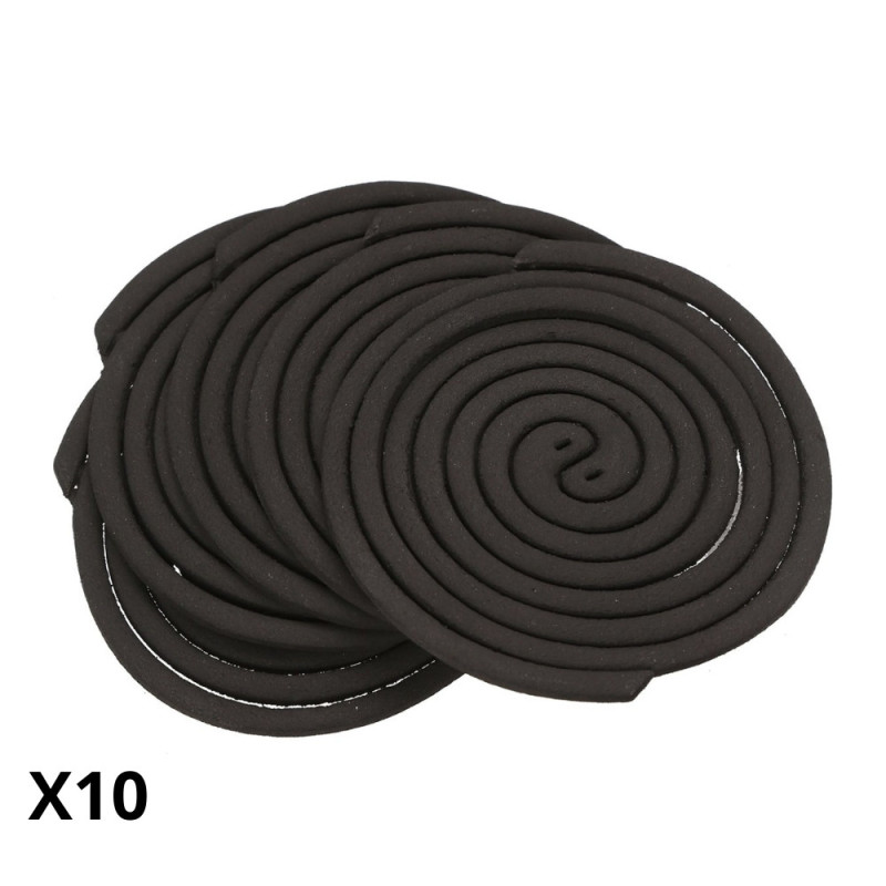 Pack de 10 Spirales Anti-Moustiques à la Citronnelle avec 2 Socles Métalliques pour Usage Extérieur - Efficace jusqu'à 8 Heures