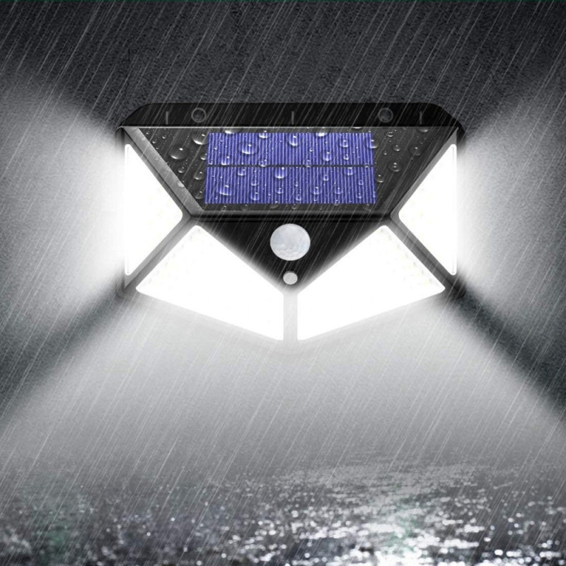 Lampe Solaire Extérieur 100 LED : Éclairage Mural Sans Fil à 120° avec Détecteur de Mouvement