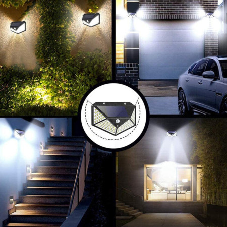 Lampe Solaire Extérieur 100 LED : Éclairage Mural Sans Fil à 120° avec Détecteur de Mouvement