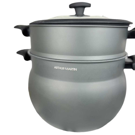 AM2215 : Couscoussier Arthur Martin en Aluminium 10L - Tous Feux dont Induction - Gris Mat