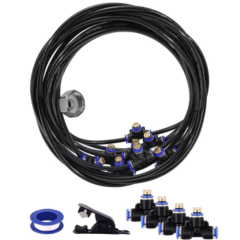 Kit Complet de Brumisateur Extérieur de 20M pour Terrasse, Parasol, Patio ou Serre