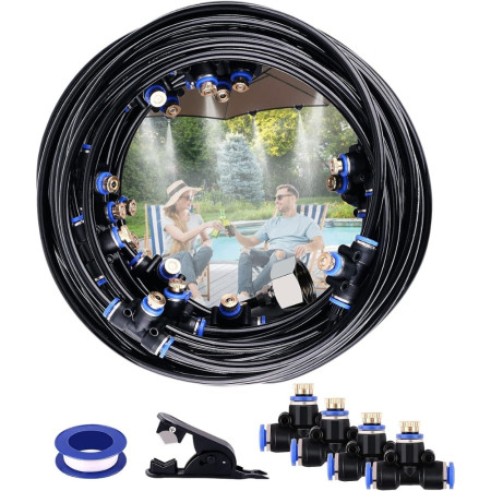 Kit Complet de Brumisateur Extérieur de 20M pour Terrasse, Parasol, Patio ou Serre