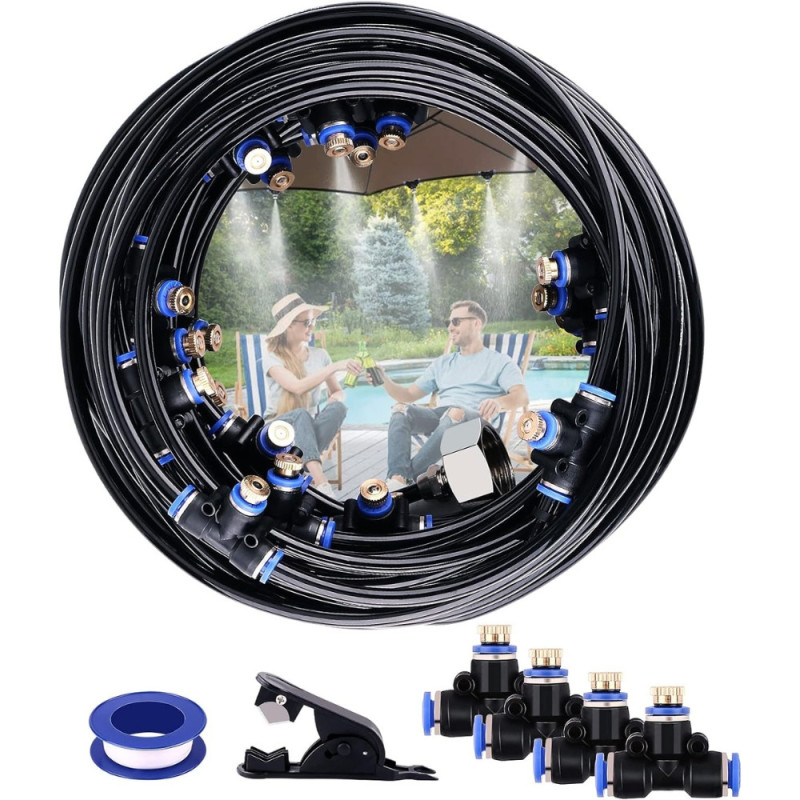 Kit Complet de Brumisateur Extérieur de 20M pour Terrasse, Parasol, Patio ou Serre