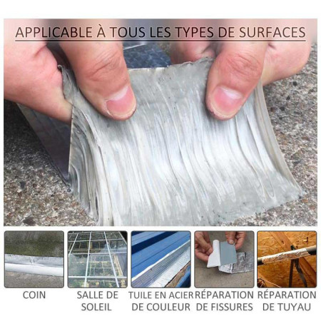 Ruban Butyle en Aluminium Ultra-Etanche pour les Fuites et Fissures sur Tout Types de Matériaux et Supports - 50mm x 5M