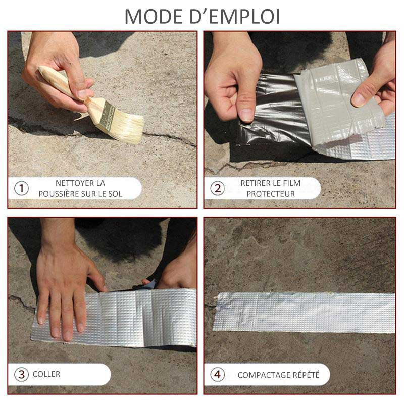 Ruban Butyle en Aluminium Ultra-Etanche pour les Fuites et Fissures sur Tout Types de Matériaux et Supports - 50mm x 5M