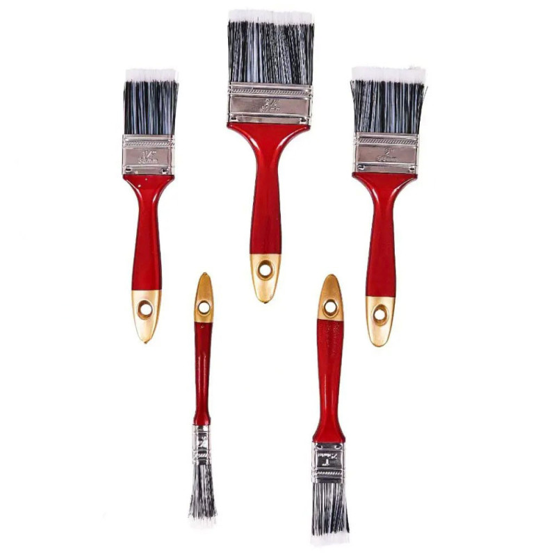 PAINTSET : Set de 5 Pinceaux Synthétiques Plats pour Peintures à Base d'Eau