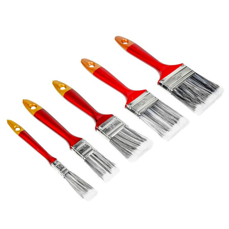 PAINTSET : Set de 5 Pinceaux Synthétiques Plats pour Peintures à Base d'Eau