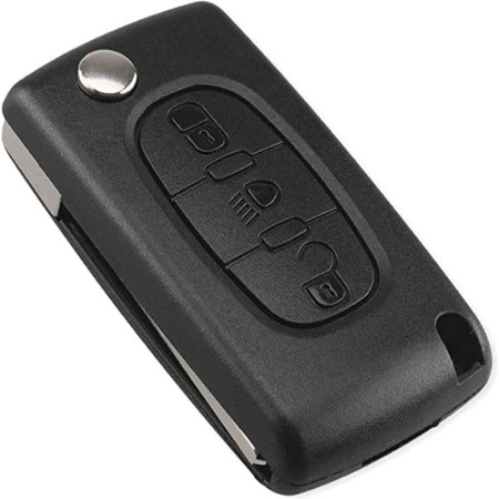Coque de Clé de Voiture Pliable à 3 Boutons (Phare) pour PEUGEOT & CITROEN