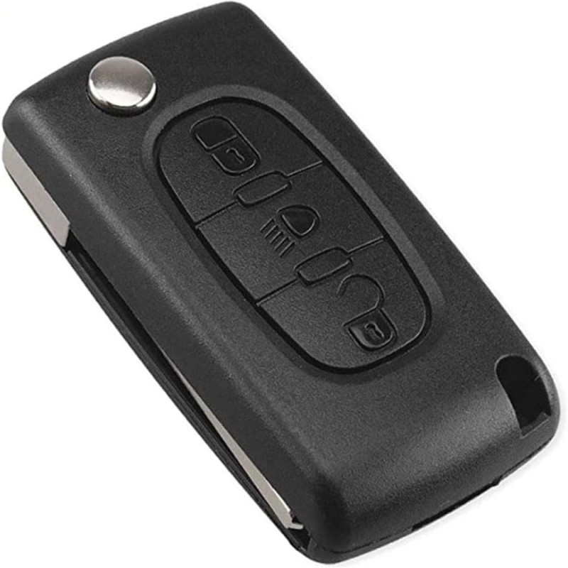 Coque de Clé de Voiture Pliable à 3 Boutons (Phare) pour PEUGEOT & CITROEN
