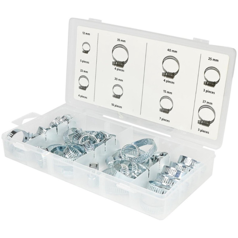 Jeu de 40 Colliers de Serrage de 8 Tailles Différentes - Ideal pour le Bricolage, la Fixation des Tuyaux