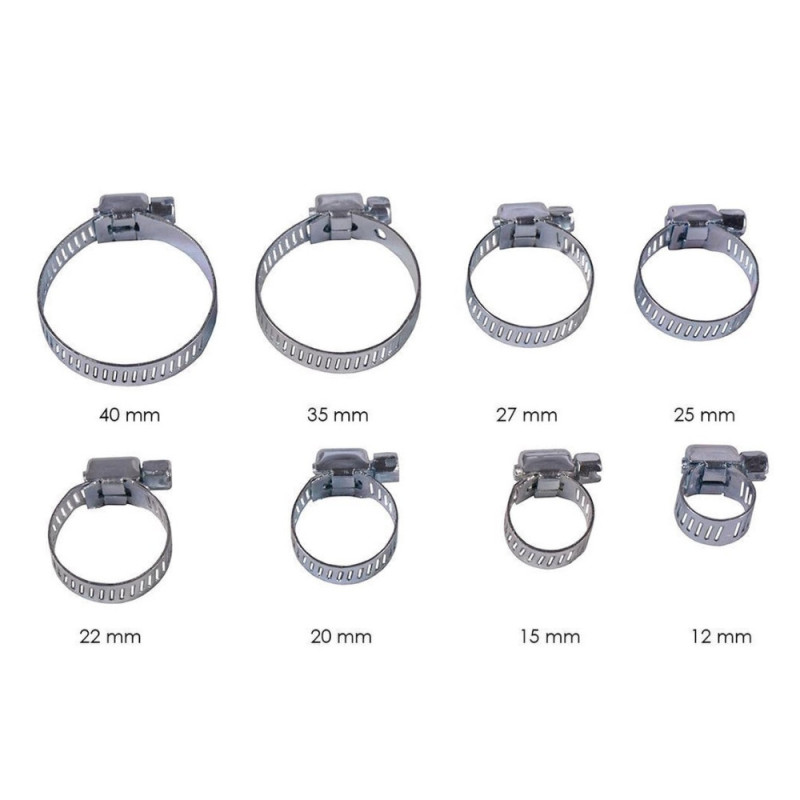 Jeu de 40 Colliers de Serrage de 8 Tailles Différentes - Ideal pour le Bricolage, la Fixation des Tuyaux