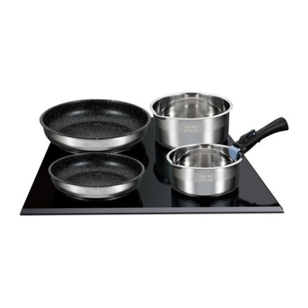 AM2493 : Batterie de Cuisine 8 Pièces Arthur Martin Poêles et Casseroles en Inox avec Accessoires, Tous Feux Dont Induction