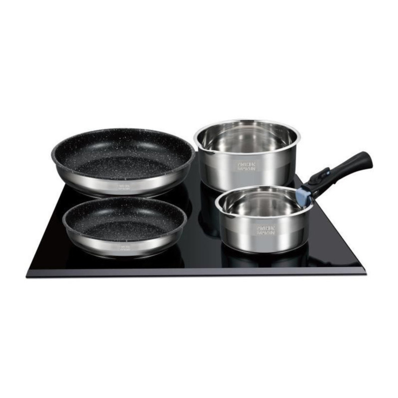 AM2493 : Batterie de Cuisine 8 Pièces Arthur Martin Poêles et Casseroles en Inox avec Accessoires, Tous Feux Dont Induction