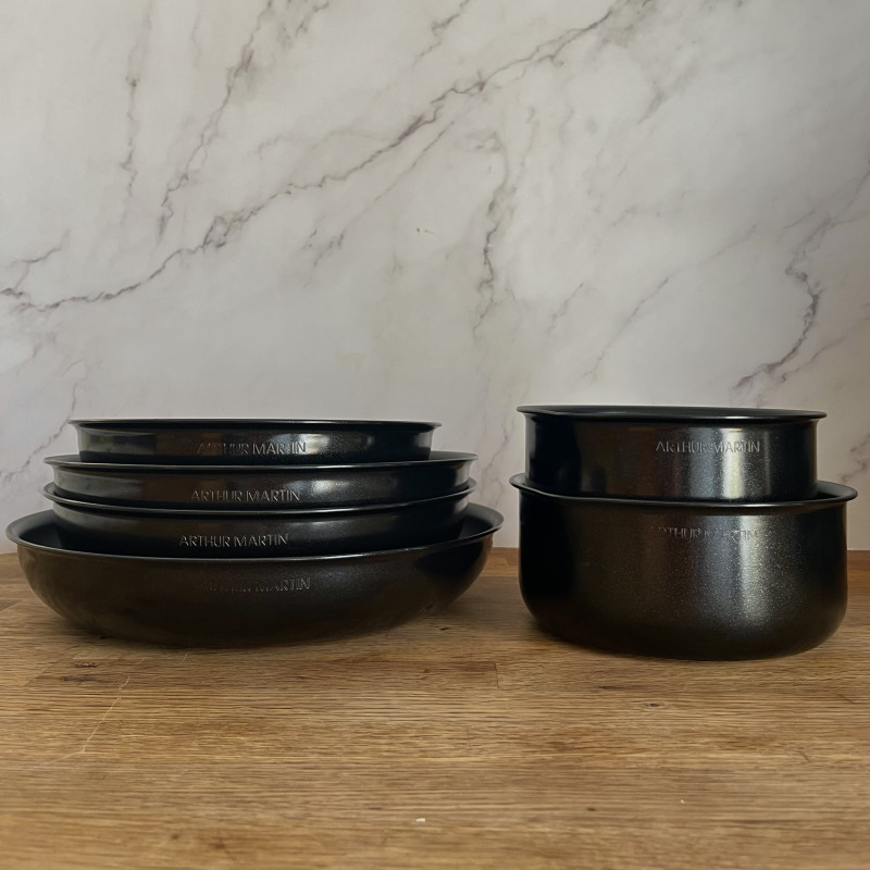 AM268B : Batterie de Cuisine 12 Pièces Arthur Martin Poêles et Casseroles Aluminium avec Accessoires, Tous Feux Dont Induction