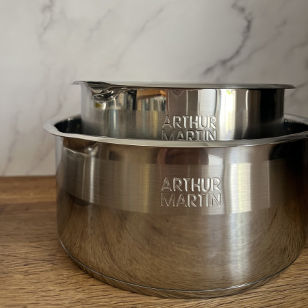 AM0025 : Batterie de Cuisine 10 Pièces Arthur Martin Poêles et Casseroles en Inox avec Accessoires, Tous Feux Dont Induction