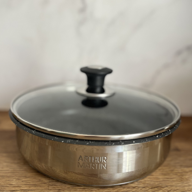 AM0025 : Batterie de Cuisine 10 Pièces Arthur Martin Poêles et Casseroles en Inox avec Accessoires, Tous Feux Dont Induction