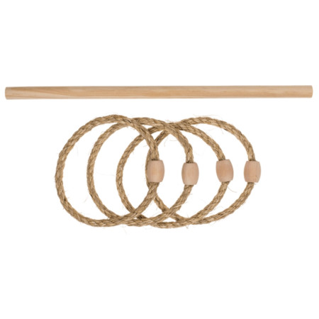 Jeu de Lancer et d'Adresse en Bois avec 1 Piquet et 4 Cordes en Jute
