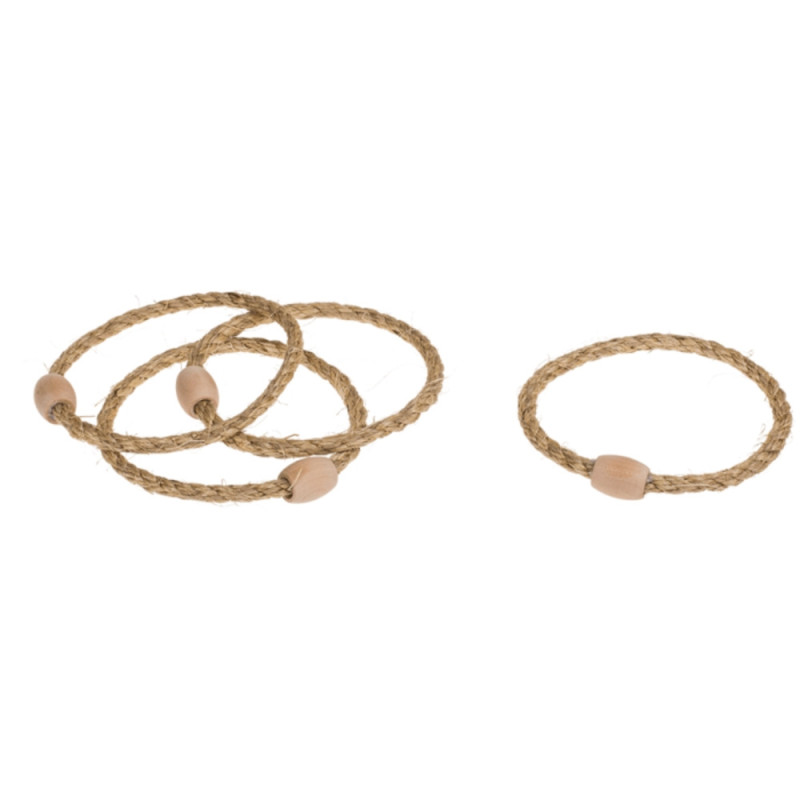 Jeu de Lancer et d'Adresse en Bois avec 1 Piquet et 4 Cordes en Jute