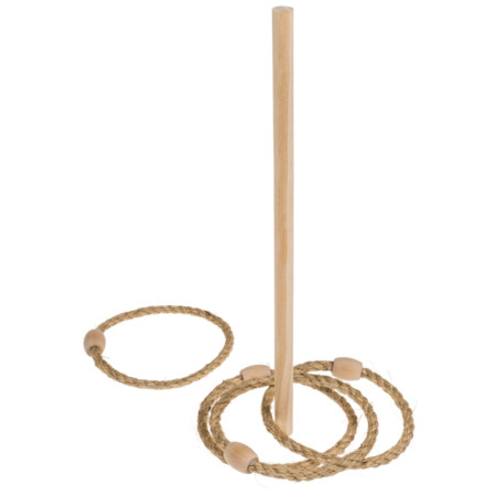 Jeu de Lancer et d'Adresse en Bois avec 1 Piquet et 4 Cordes en Jute